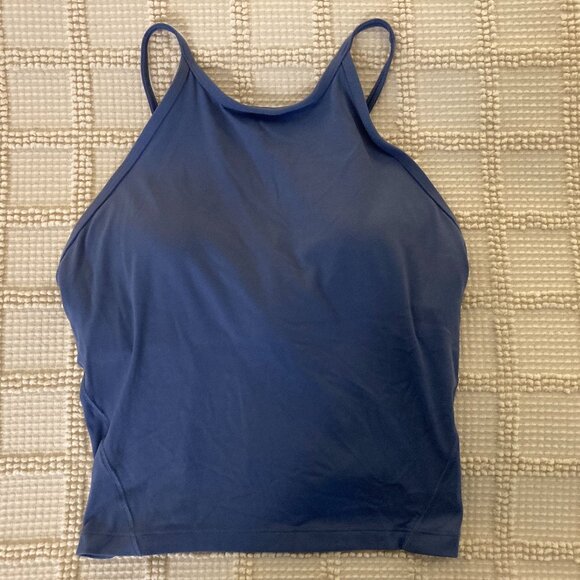 Lululemon High Neck Lightweight Yoga Tank Water Drop Blue Size 6 Small - Picture 2 of 2